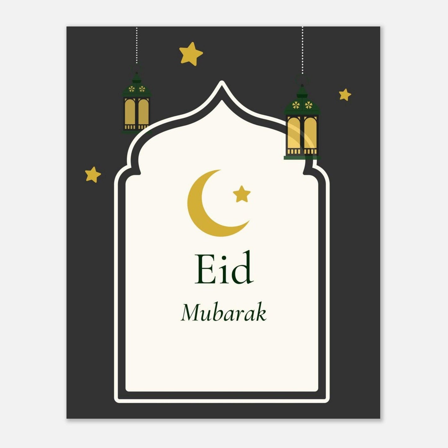 Eid Mubarak Islamic Poster in Black