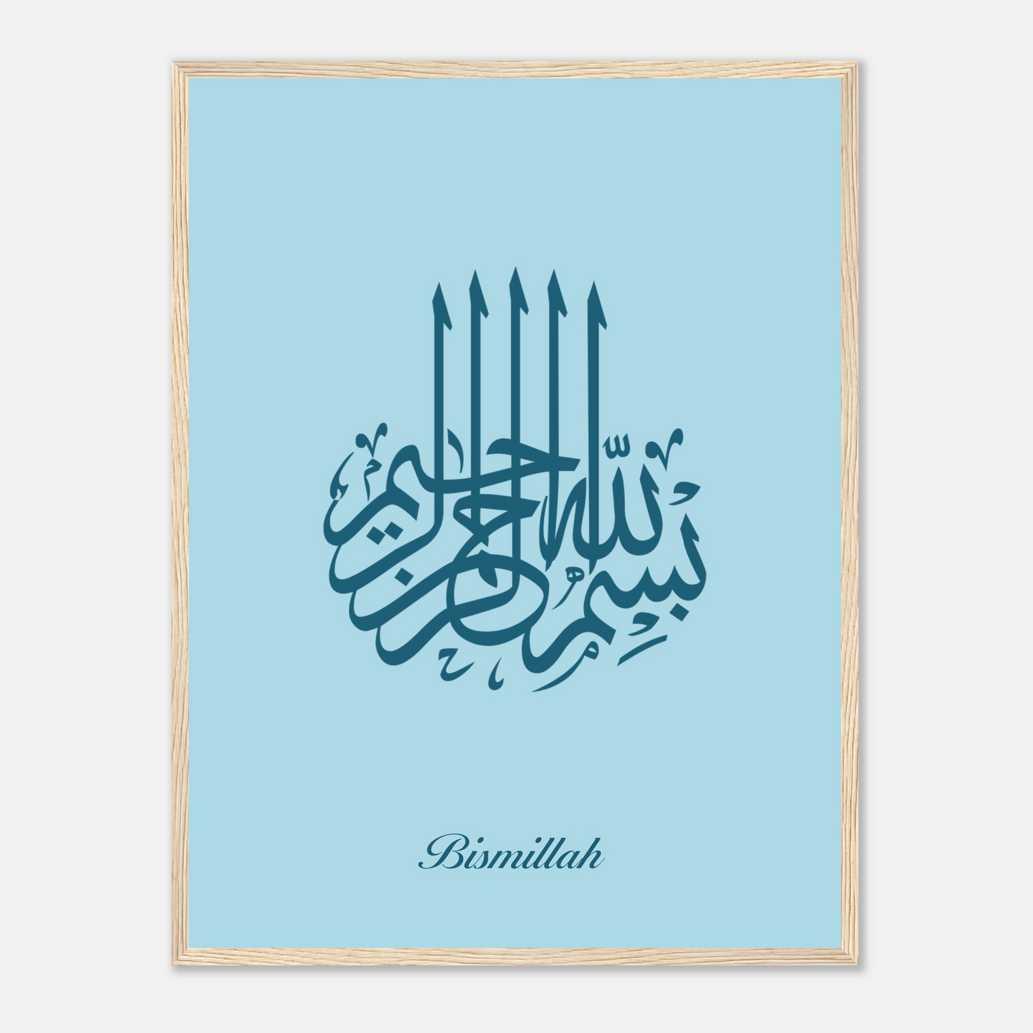 Bismillah Islamic Calligraphy Poster For Kids In Blue