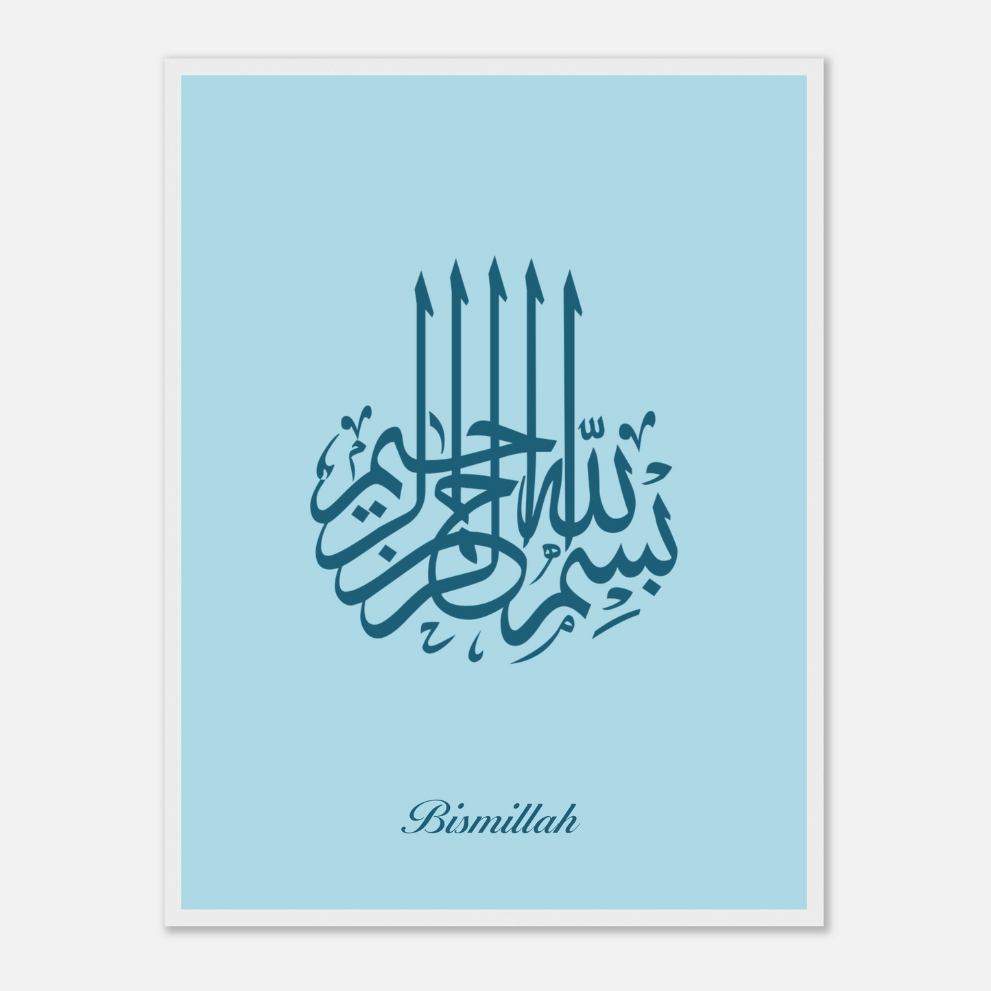 Bismillah Islamic Calligraphy Poster For Kids In Blue