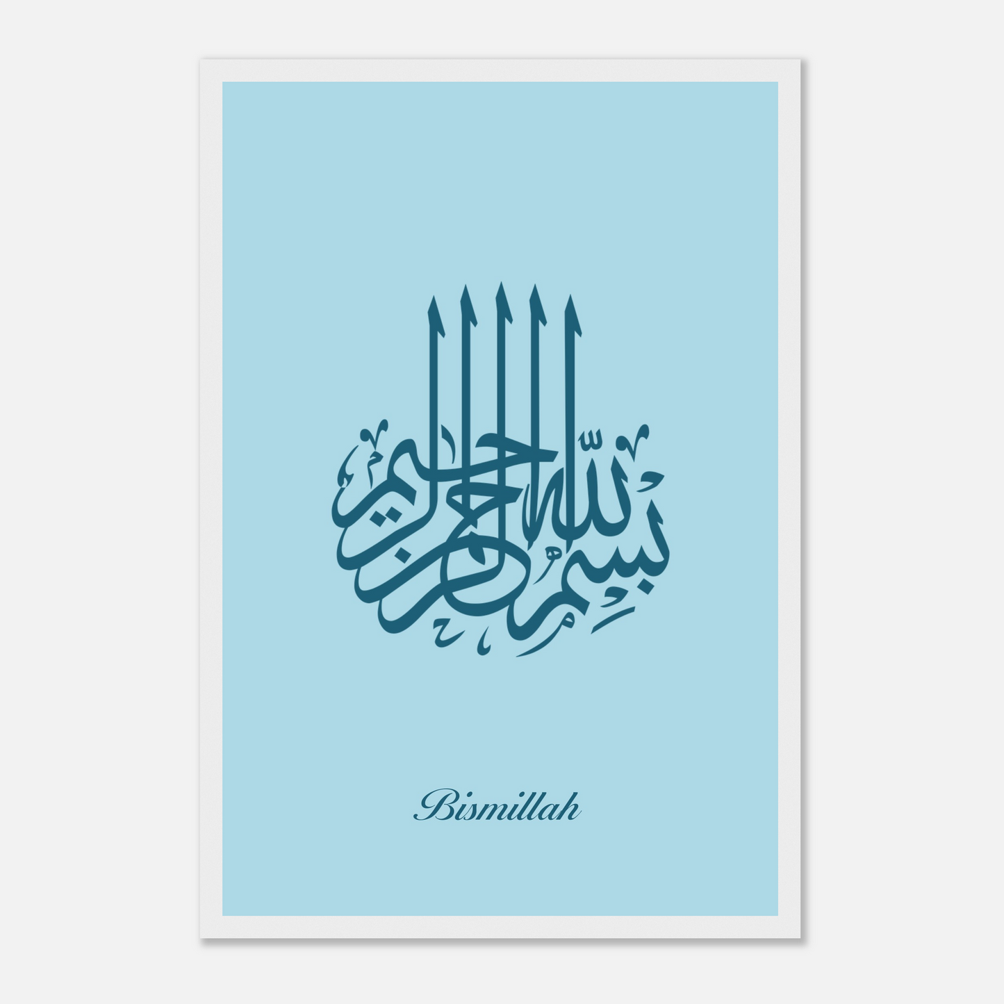 Bismillah Islamic Calligraphy Poster For Kids In Blue