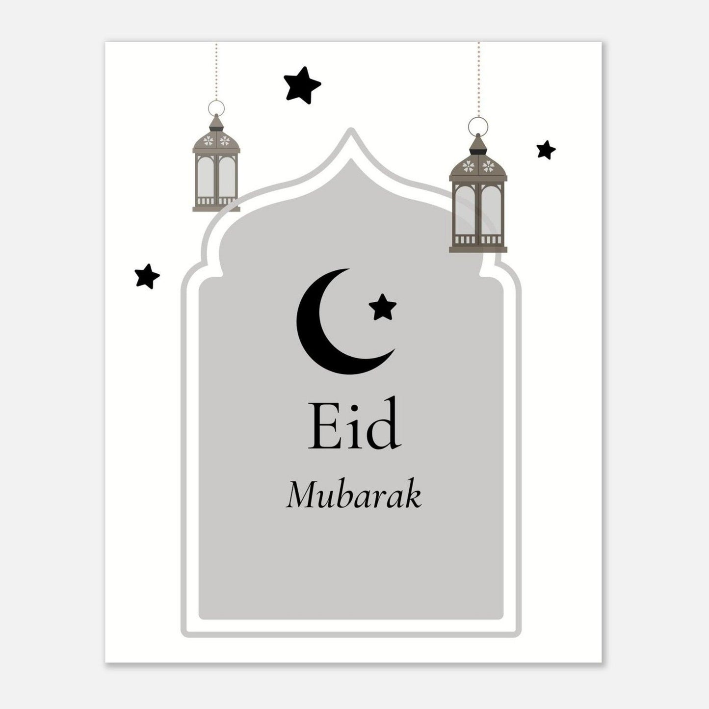 Eid Mubarak Islamic Poster in White