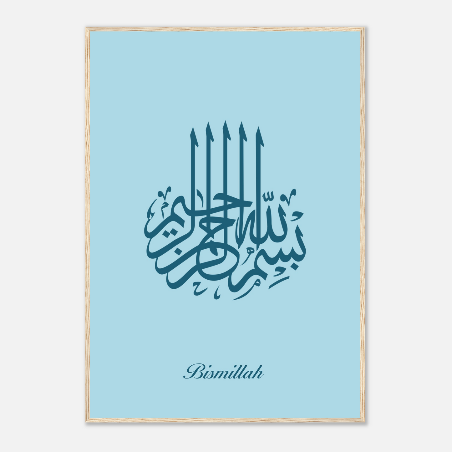 Bismillah Islamic Calligraphy Poster For Kids In Blue