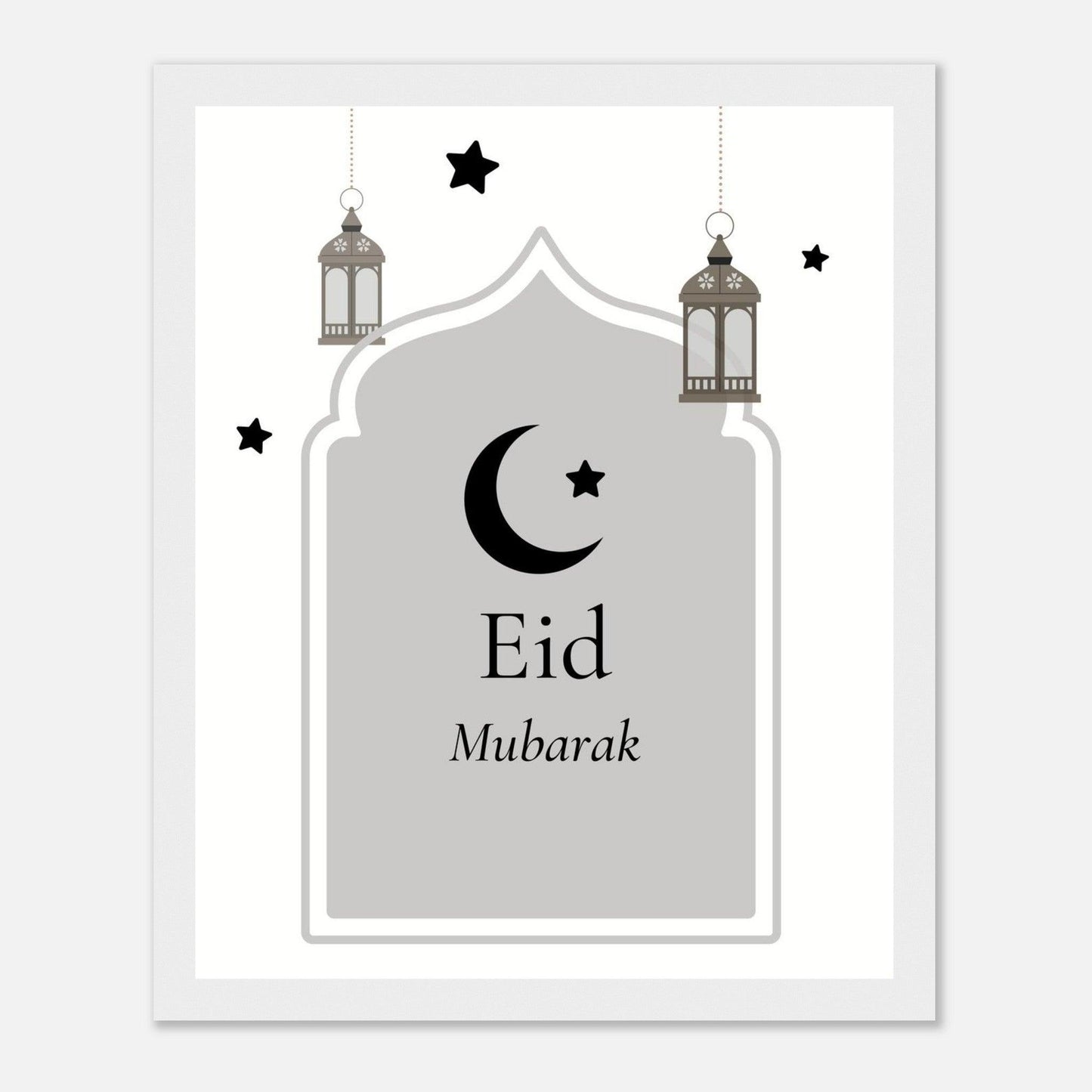 Eid Mubarak Islamic Poster in White