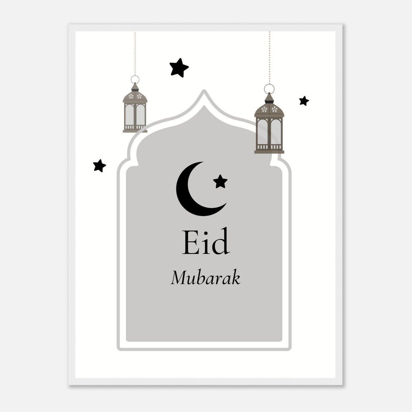 Eid Mubarak Islamic Poster in White