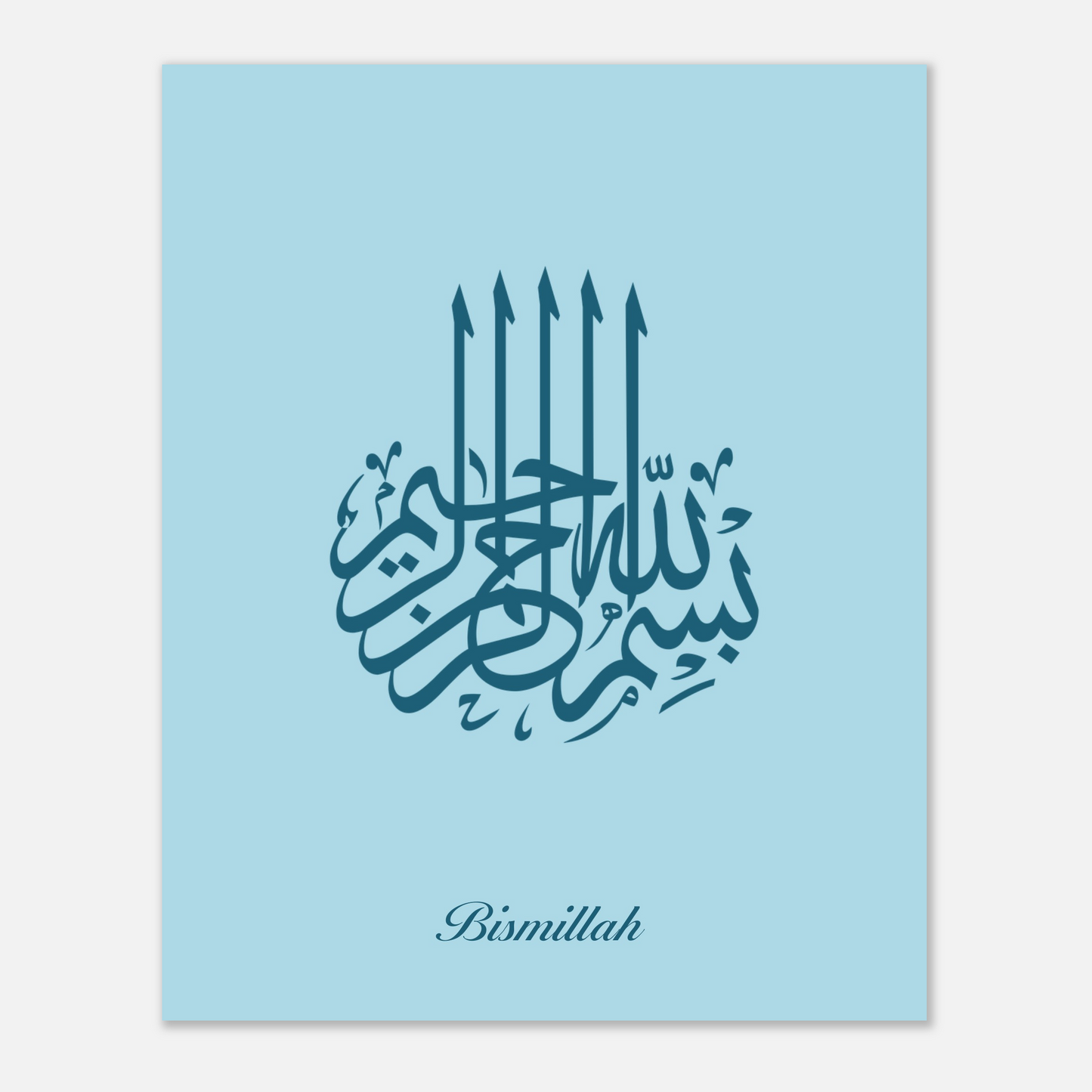 Bismillah Islamic Calligraphy Poster For Kids In Blue