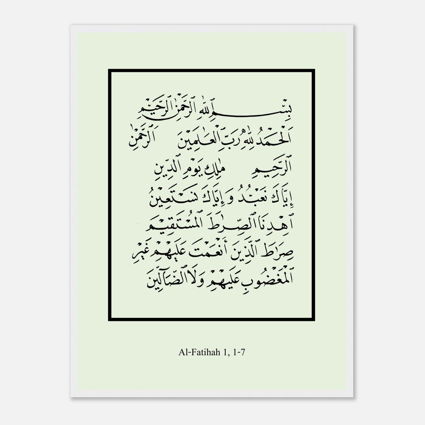 Surah Al Fatiha Islamic Poster in Green