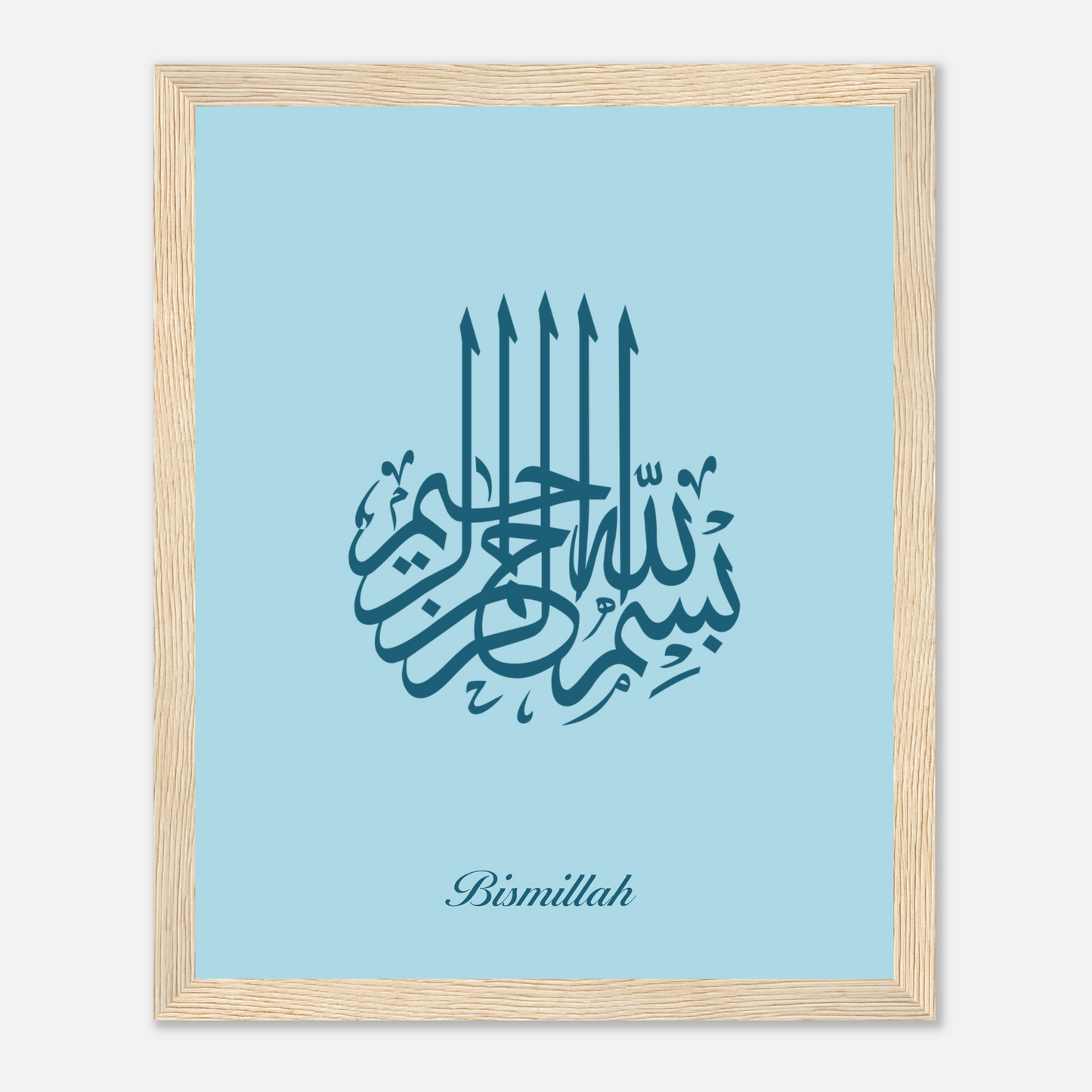 Bismillah Islamic Calligraphy Poster For Kids In Blue