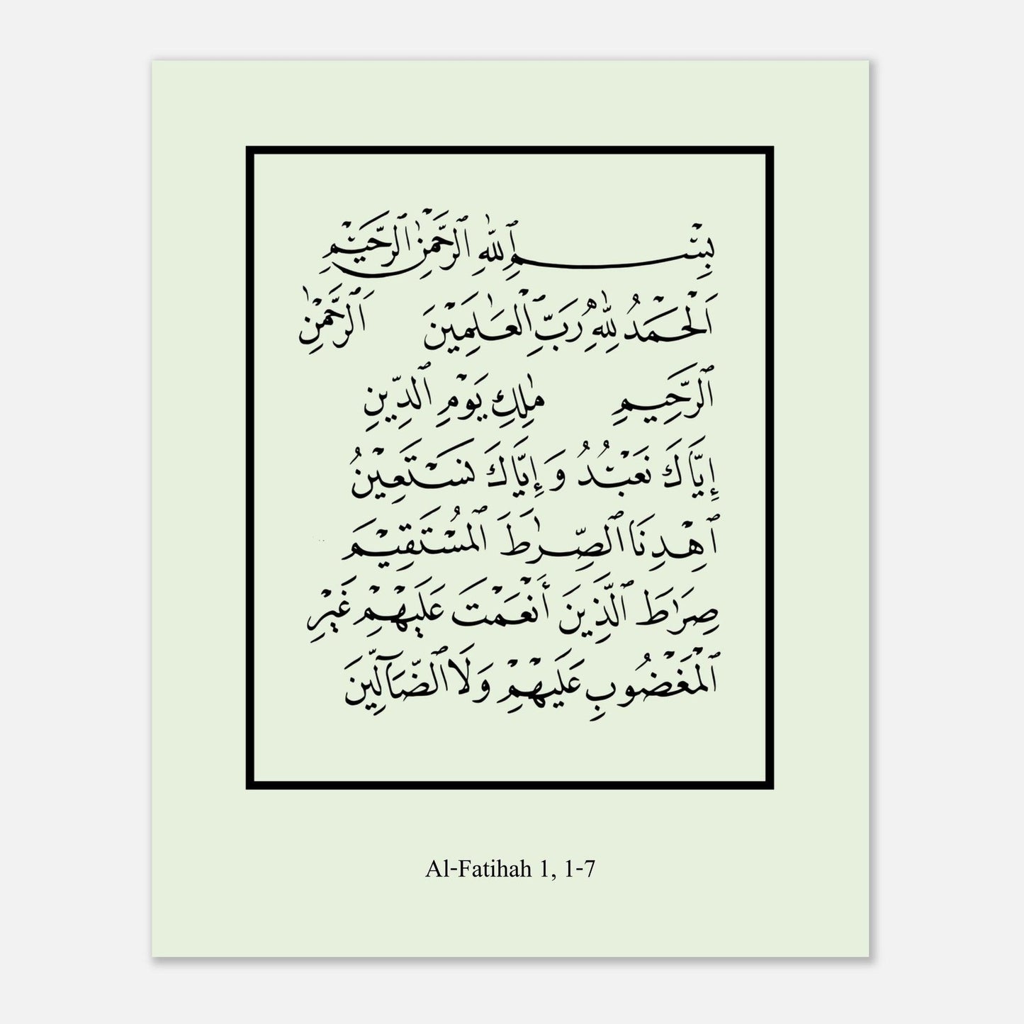 Surah Al Fatiha Islamic Poster in Green