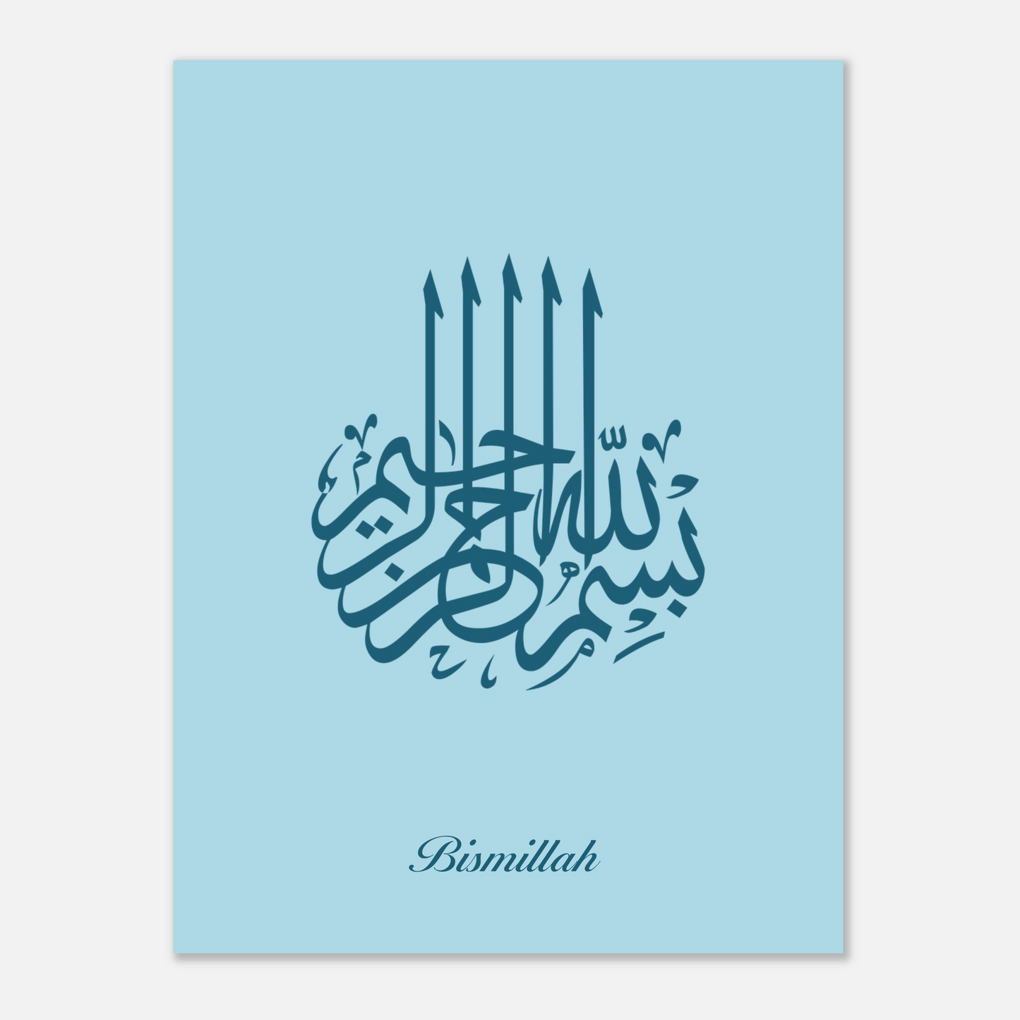 Bismillah Islamic Calligraphy Poster For Kids In Blue