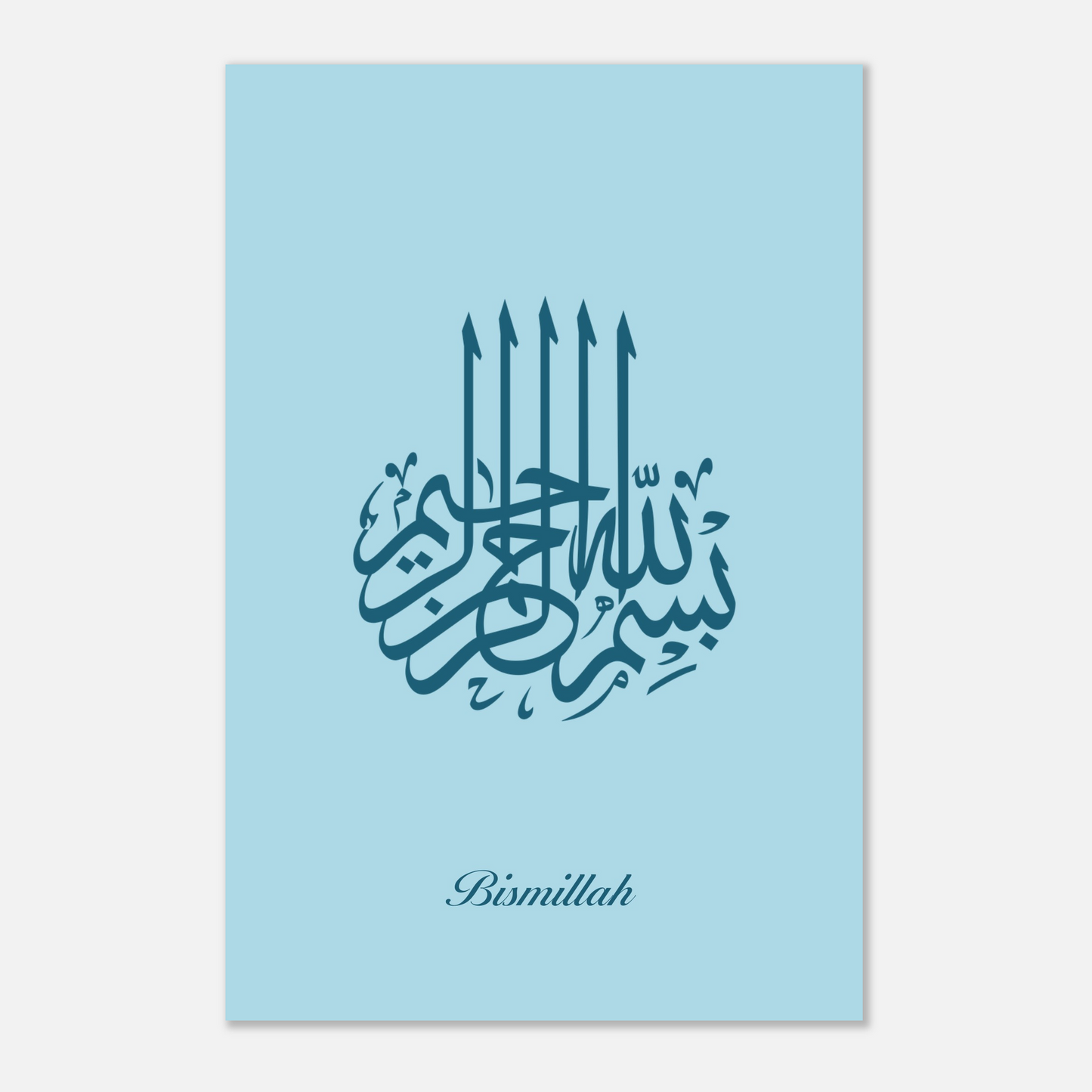 Bismillah Islamic Calligraphy Poster For Kids In Blue