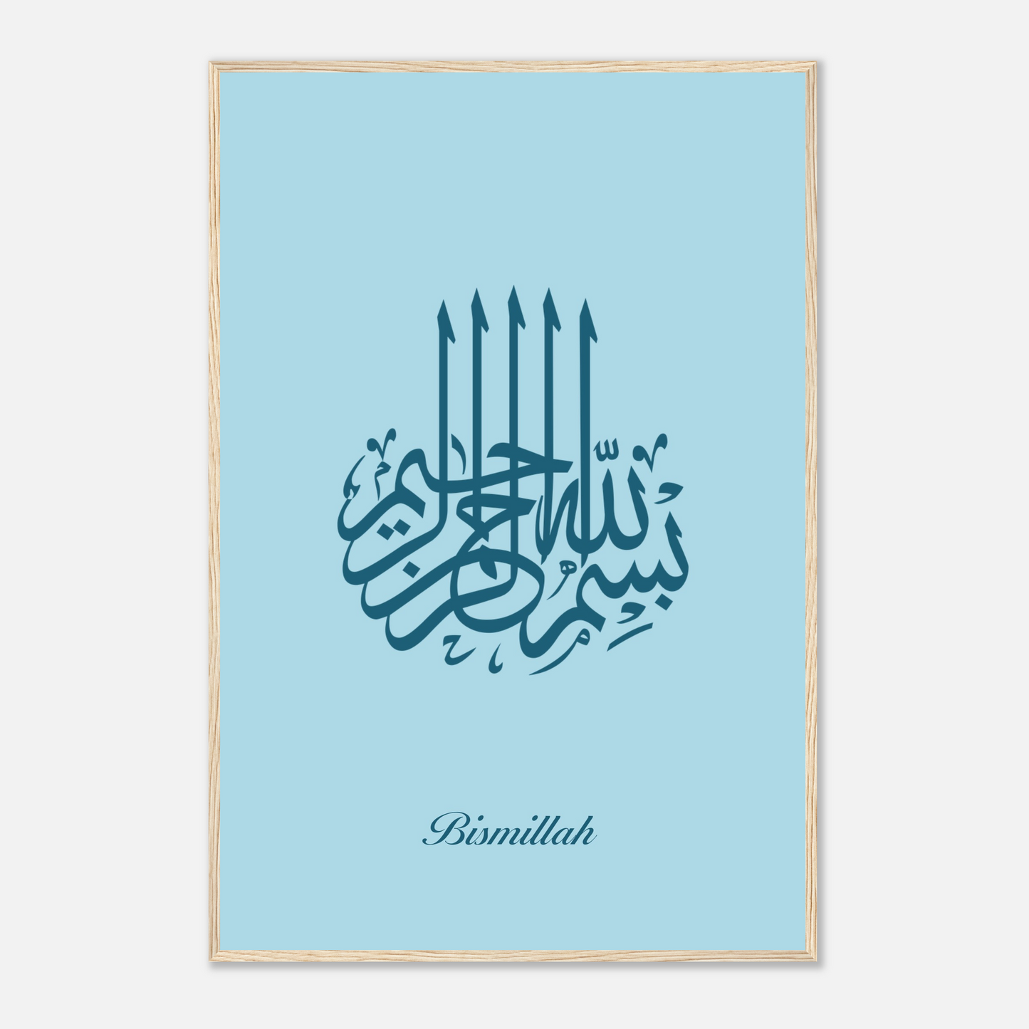 Bismillah Islamic Calligraphy Poster For Kids In Blue