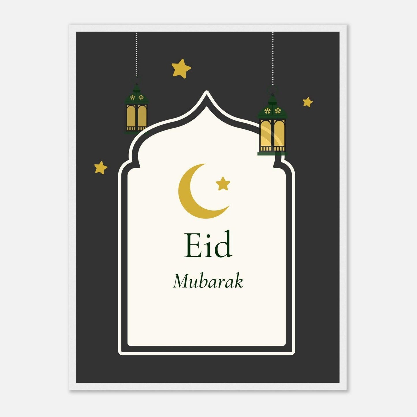 Eid Mubarak Islamic Poster in Black