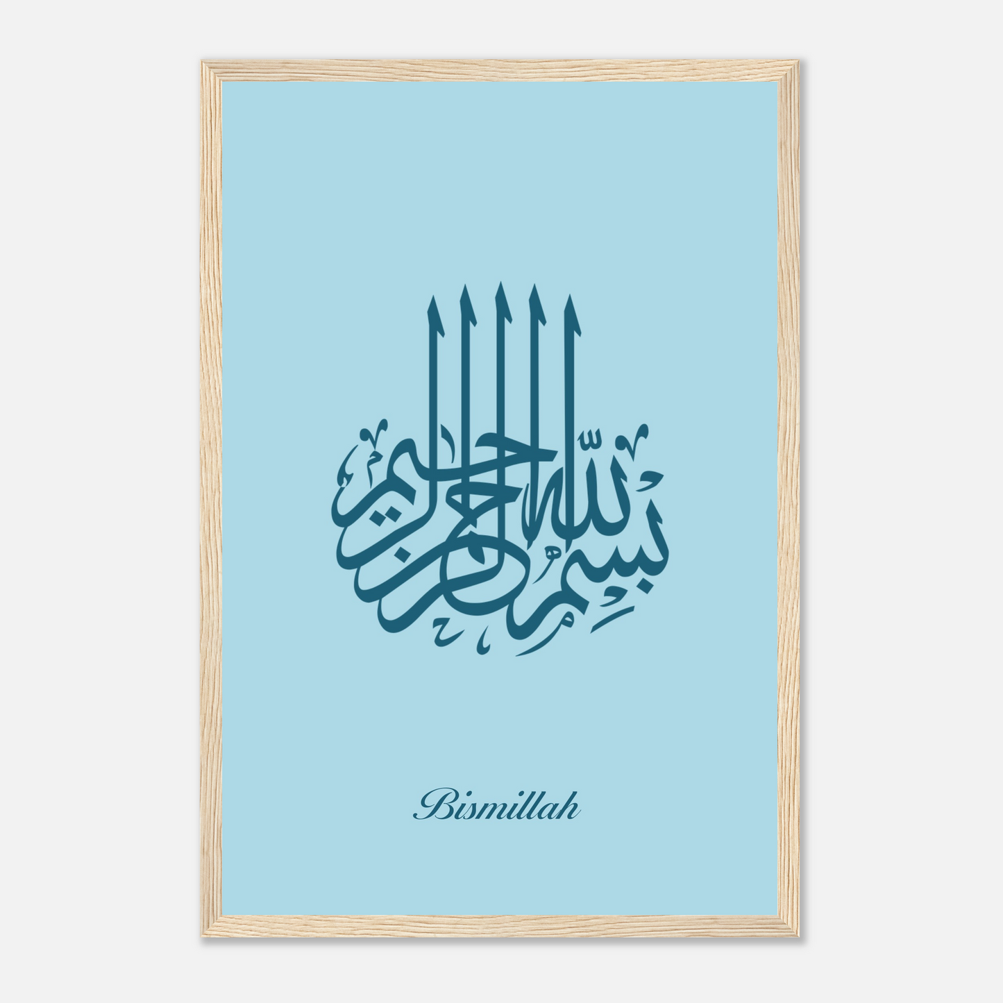 Bismillah Islamic Calligraphy Poster For Kids In Blue