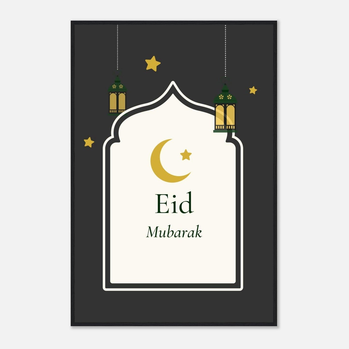 Eid Mubarak Islamic Poster in Black