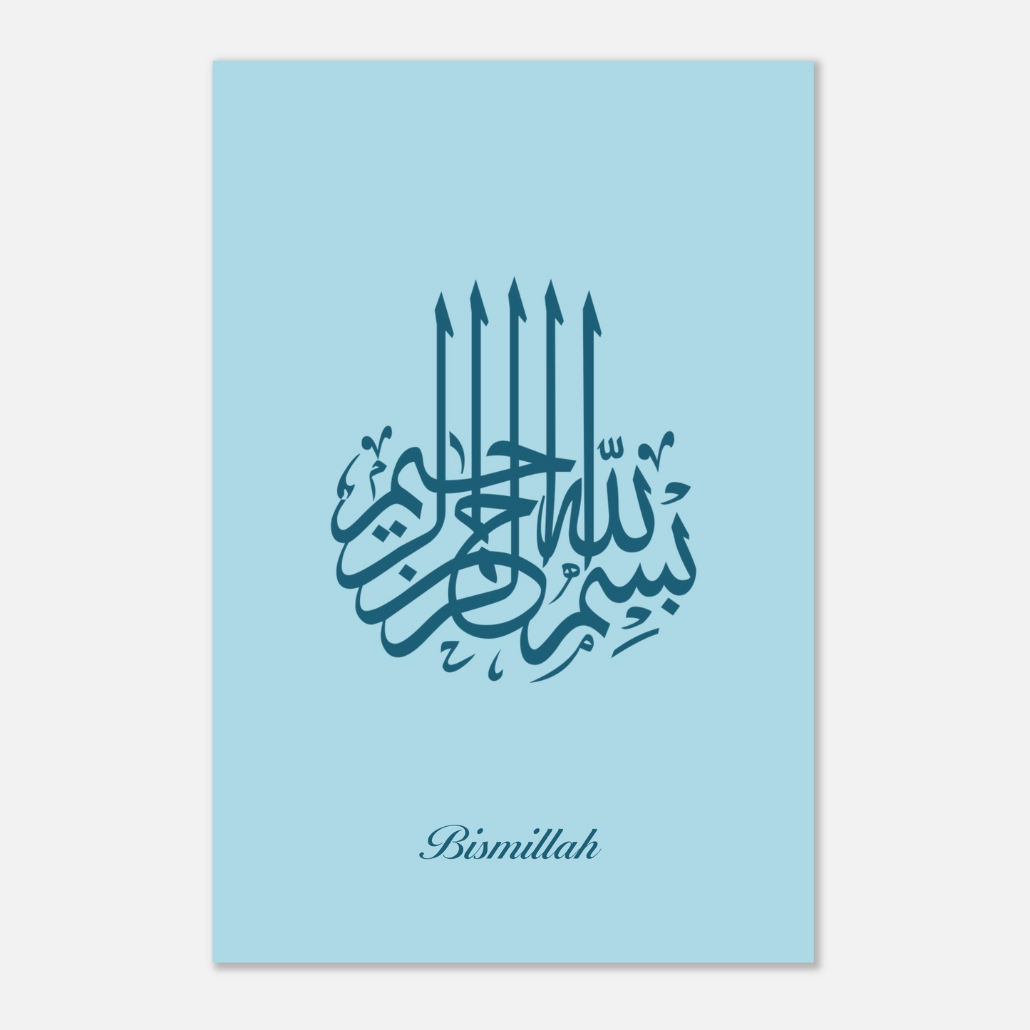 Bismillah Islamic Calligraphy Poster For Kids In Blue