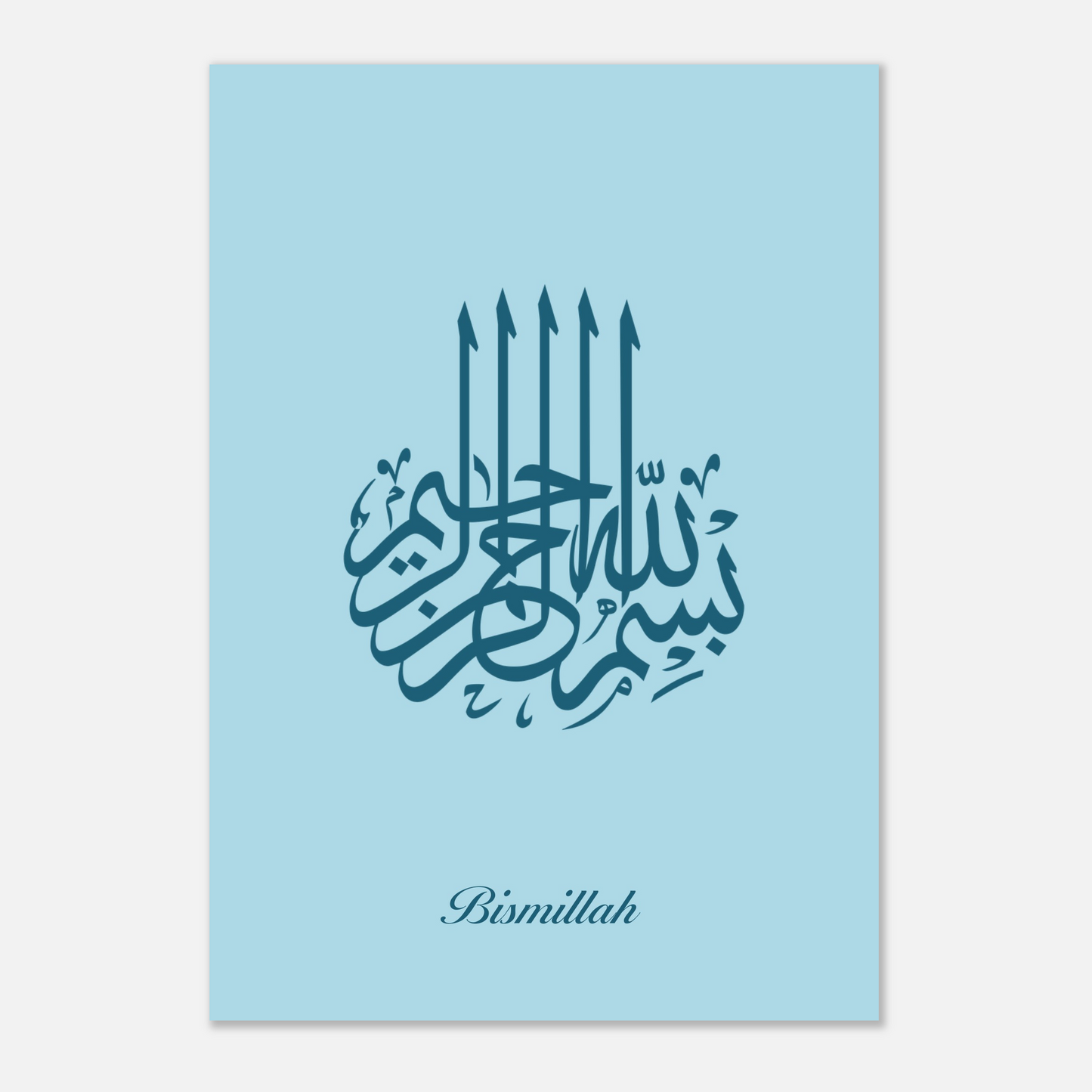 Bismillah Islamic Calligraphy Poster For Kids In Blue